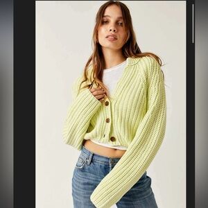 Free People Sweet Nothing Cardi Lime Glow